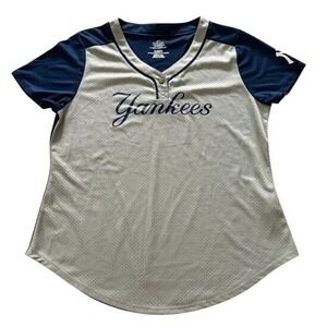 Majestic Yankees Cool Base Womens XL Jersey‎ Shirt Navy Gray MLB Baseball